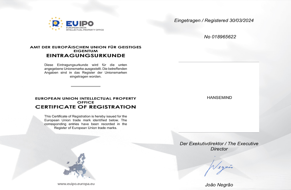 Eintragung, Eintragungsurkunde, Urkunde, EUIPO